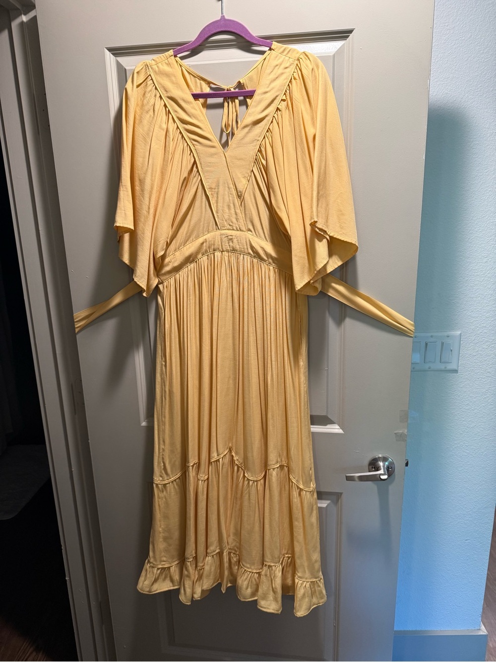 Linsery Yellow V-Neck Tiered Maxi Dress NWOT - Picture 4 of 6